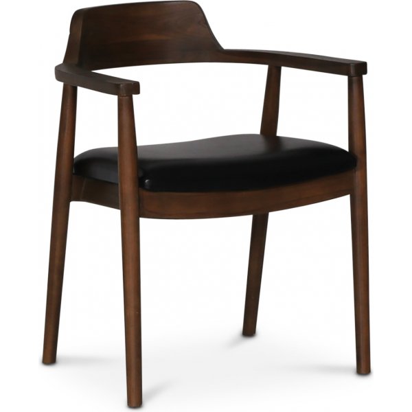 Alvares lnestol - Teak/Sort PU