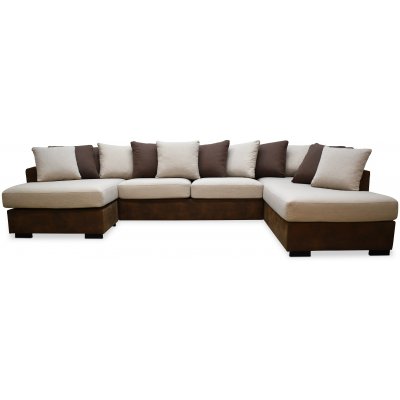 Deluxe U-formet sofa med ben ende til hjre - Brun / Beige / Vintage