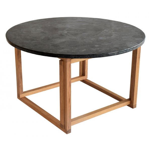 Accent sofabord rundt 85 - Sort Granit / Olieret eg