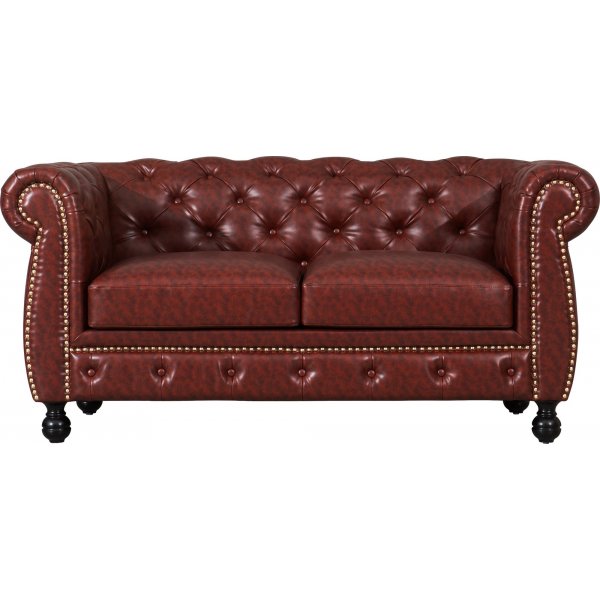 Chesterfield sofa 2-personers i brun PU