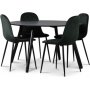 Rosvik spisegruppe, spisebord med 4 stk Carisma fljlstole - sort / grn