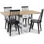 Signum spisegruppe Slagbord hvid/eg med 4 sorte Dalsland stokstole