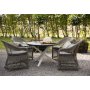 Udegruppe Marbella: Scottsdale rundt gr/hvid spisebord 112 cm inkl. 4 Marbella lnestole i gr syntetisk rattan
