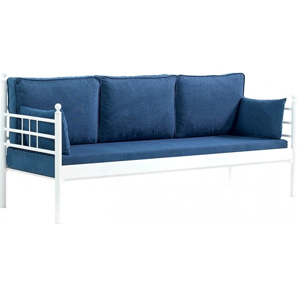 Manyas 3-personers udendrs sofa - Hvid/bl + Pletfjerner til mbler