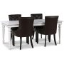 Paris spisegruppe hvidt bord med 4 stk Tuva Eastport stole i brun PU