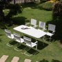 Holmsund fdevaregruppe; bord 180x80 cm med 6 lnestole - hvid
