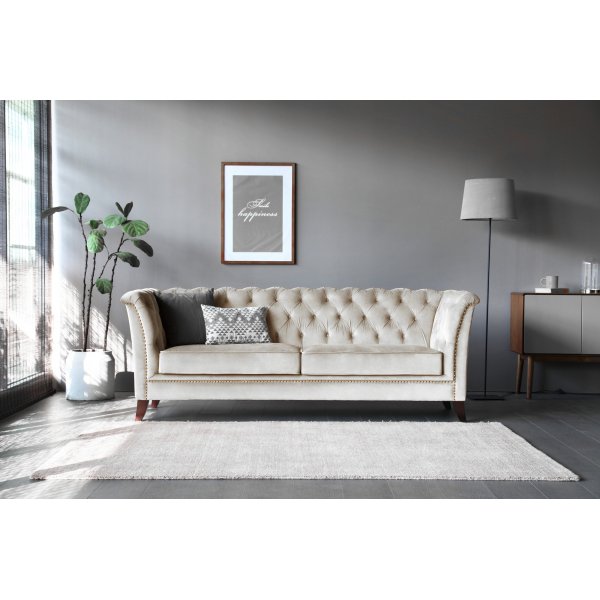 Milton Chesterfield 3-pers. Sofa - Beige fljl