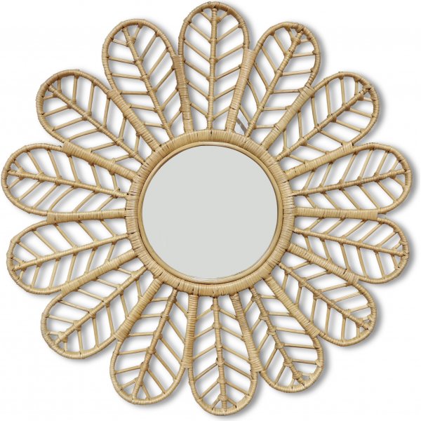 Pfuglespejl i rattan 90 cm - Natur