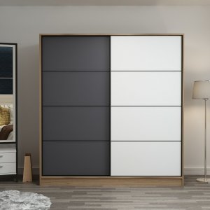 Kapusta garderobe 180 cm - Brun/antracit/hvid