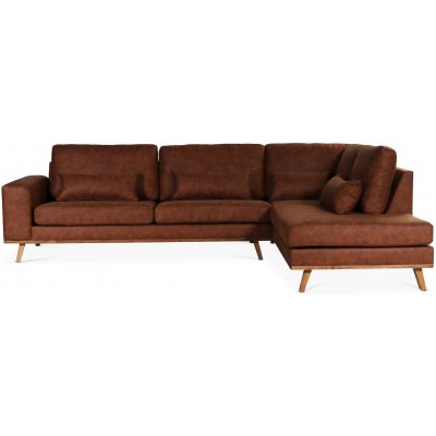 Ranger sofa med ben ende hjre - Cognac lder + Mbelplejest til tekstiler
