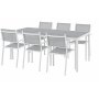 Spisest med 6 stole og spisebord 205 x 90 cm gr/hvid - Copacabana