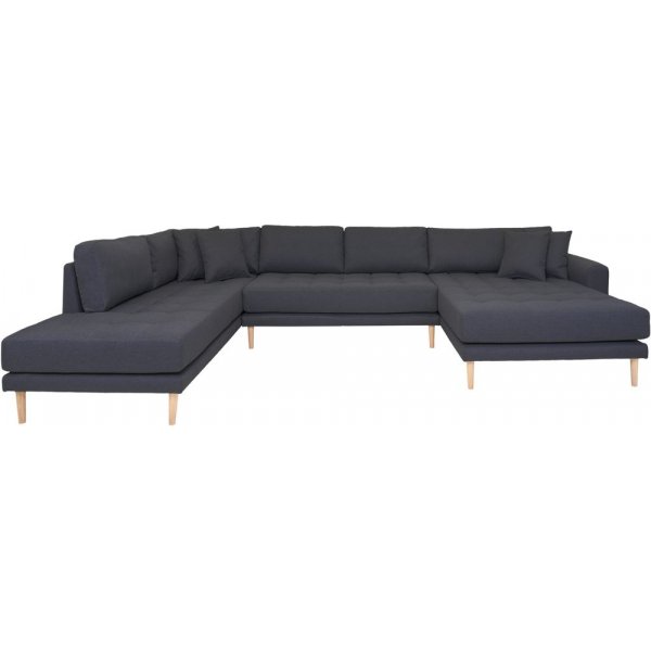 Lido U-sofa med ben ende - Mrkegr