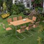Mllan udendrsgruppe i teak: 8 stole med spisebord 176x90 cm