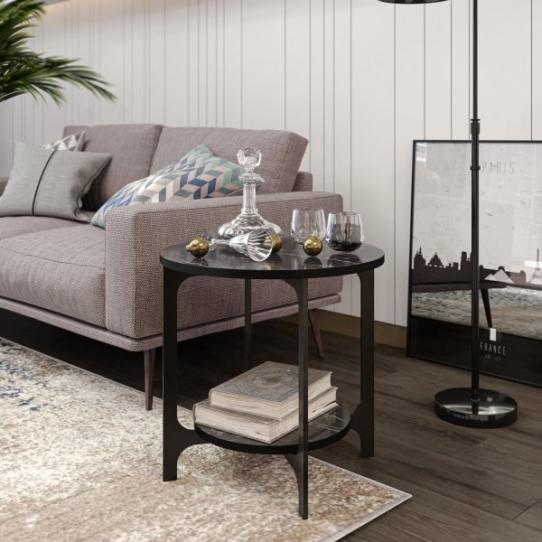 Flot sidebord 50 x 49 cm - Sort marmor