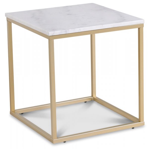Accent sofabord 50 - Hvid marmor / mat messing