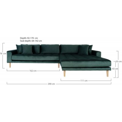 Lido divan sofa hjre - Mrkegrn