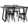 Edge 3.0 spisebordsst 140x90 cm inkl. 4 sorte pindestole Castor - Gr Hjtrykslaminat (HPL)