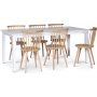 Sandhamn spisebordsst; 180x90 cm bord med 6 stk. Castor pindestole