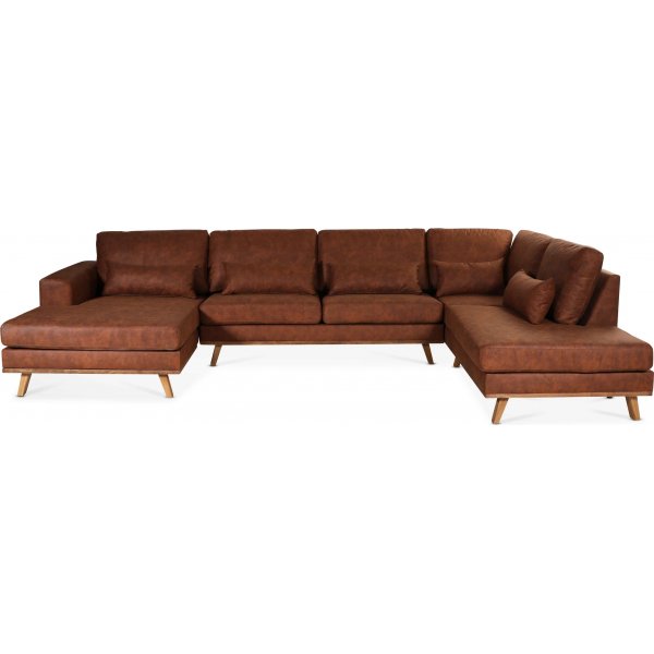 Ranger U-sofa med ben ende til hjre - Cognac lder
