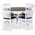 Skagen spisebordsst; rundt spisebord 120 cm - Hvid/brunolieret eg med 4 stk. Fr stole (Kryds i ryggen) med sort PU-sde