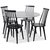 Rosvik spisegruppe gråt rundt bordet med 4 sorte Dalsland Pinn stole - grå / sort