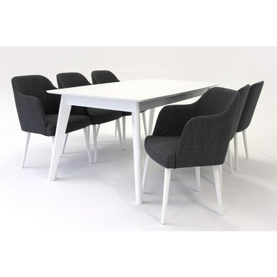 Sarek spisegruppe - Bord inklusive 6 Sarek stole - Hvid