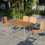 Mllan udendrsgruppe i teak: 4 stole med spisebord 120x80 cm