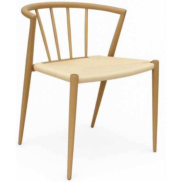 Bella havestol i trlook med beige rebsde