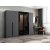 Cikani garderobe med glaslge, 225x52x210 cm - antracit/damp