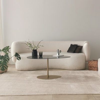 Porto sofabord 90 x 60 cm - Mrkegr/guld