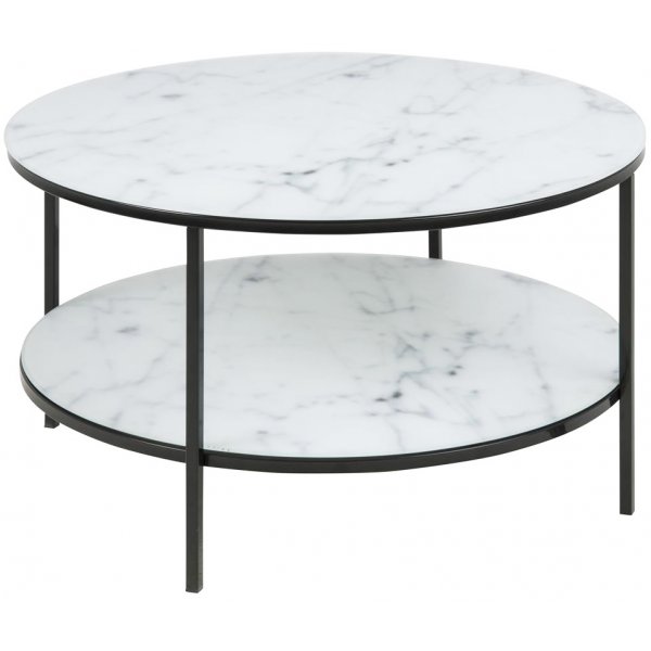 Jos rundt sofabord - Marmoreret glas / Sort