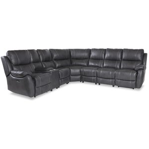 Enjoy recliner-hjrnesofa - 6-pers. (elektrisk) i gr imiteret lder (model H)