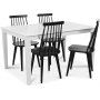 Mellby spisegruppe 140 cm bord med 4 sorte Dalsland knkstole - Hvid / Sort