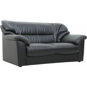 Dominic 2-personers sofa - Sort kunstlæder + Pletfjerner til møbler
