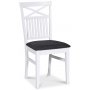 Skagen spisebordsst; spisebord 160/210x90 cm - Hvid / brunolieret eg med 4 stk. Skagen stole med kryds, grt stof + 4.00 x Servietringe
