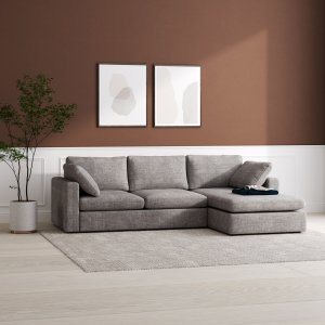 Moby grå divansofa 296 cm - Sofa med vendbar divan + Møbelfødder Moby grå divansofa 296 cm - Sofa med vendbar divan + Møbelfødder