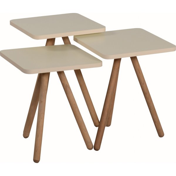 Tredobbelt dkket bord 34 x 34 cm - Creme
