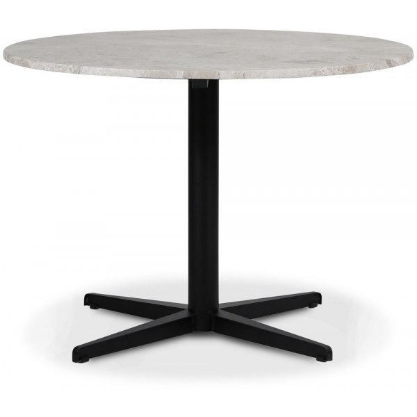 SOHO spisebord 105 cm - Mat sort krydsfod / Slv marmor