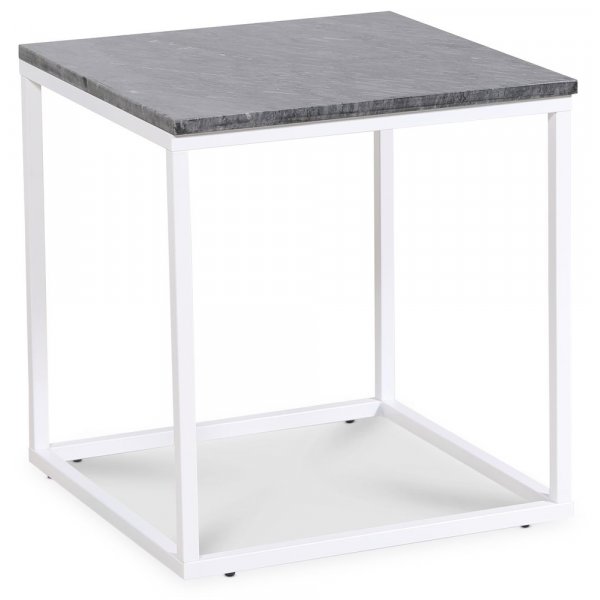 Accent lampebord 50x50 cm - Gr marmor / Hvid