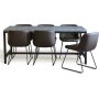 Texas spisegruppe med 6 Texas spisestuestole Brun PU + Texas beton spisebord 180x90 cm