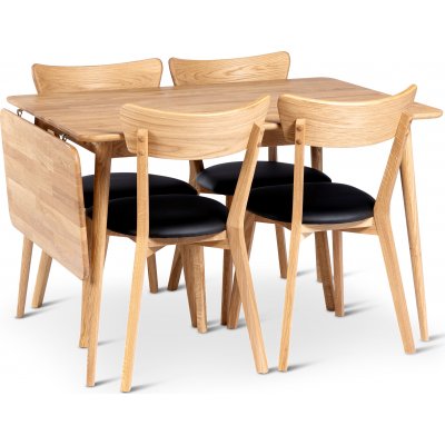 Alborg spisebord 120-160x80 cm med 4 Vxj stole