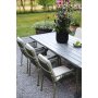 Oxford udendrs spisegruppe; grt bord 220 cm inkl. 6 Lincoln stabelbare stelstole grn/beige