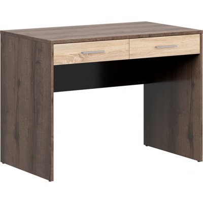Nepo Plus skrivebord med 2 skuffer 100 x 59 cm - Mrk eg/lys eg