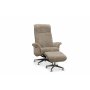 Ulla lnestol med fodskammel i freskind - Beige / Whitewash / Krom