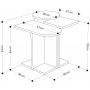 Mund bord 51 x 13 cm - Hvid/eg/turkis