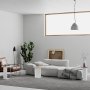 Mund bord 51 x 13 cm - Hvid/eg/turkis