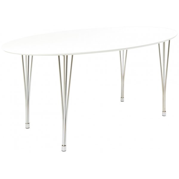Brick ovalt spisebord 180 cm - hvid/krom