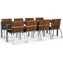 Alva spisebordsst 250x90 cm inkl. 8 stole - Teak / Galvaniseret stl