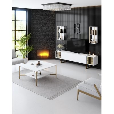 Erki sofabord 80 x 80 cm - Hvid/guld