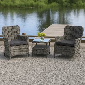 Balkonsæt med 2 stole og bord 48 x 48 cm grå/rattan - Tor/Jacksonville Balkonsæt med 2 stole og bord 48 x 48 cm grå/rattan - Tor/Jacksonville